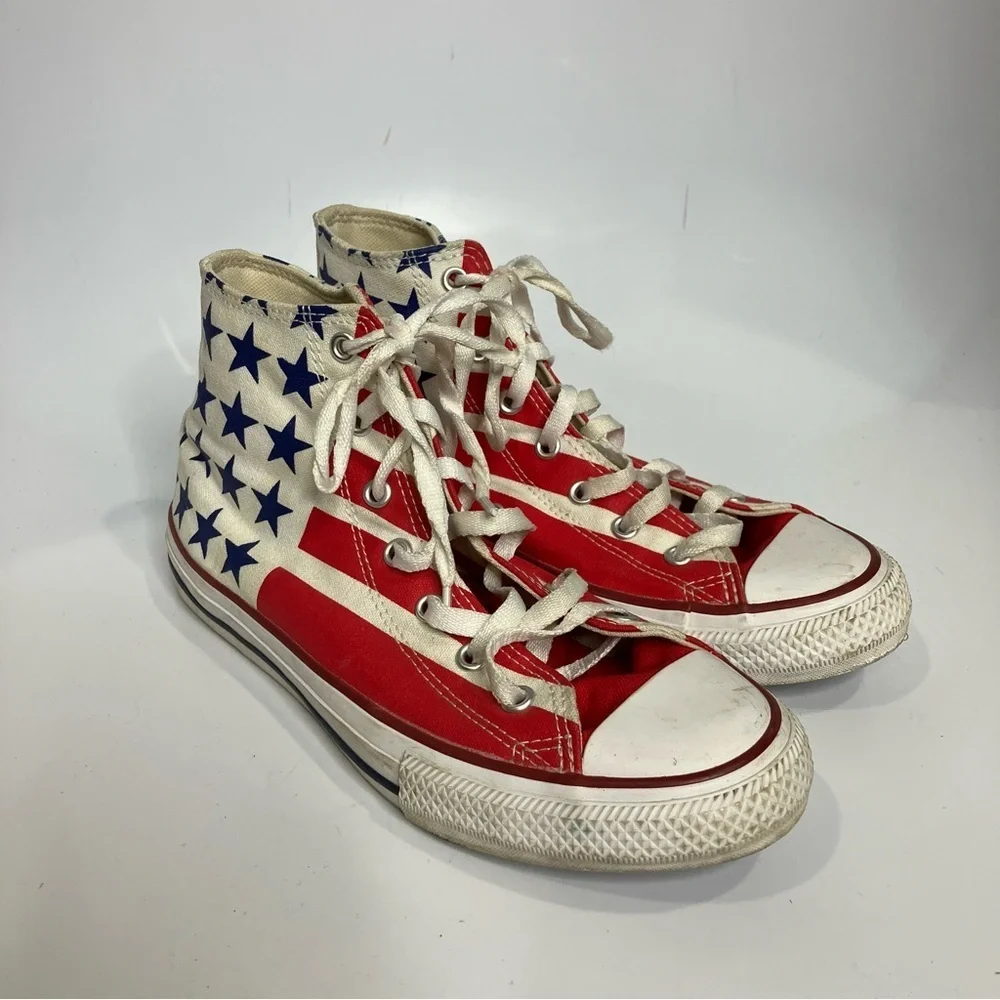 Converse American flag hightop sneakers‎ red white & blue size 5 youth